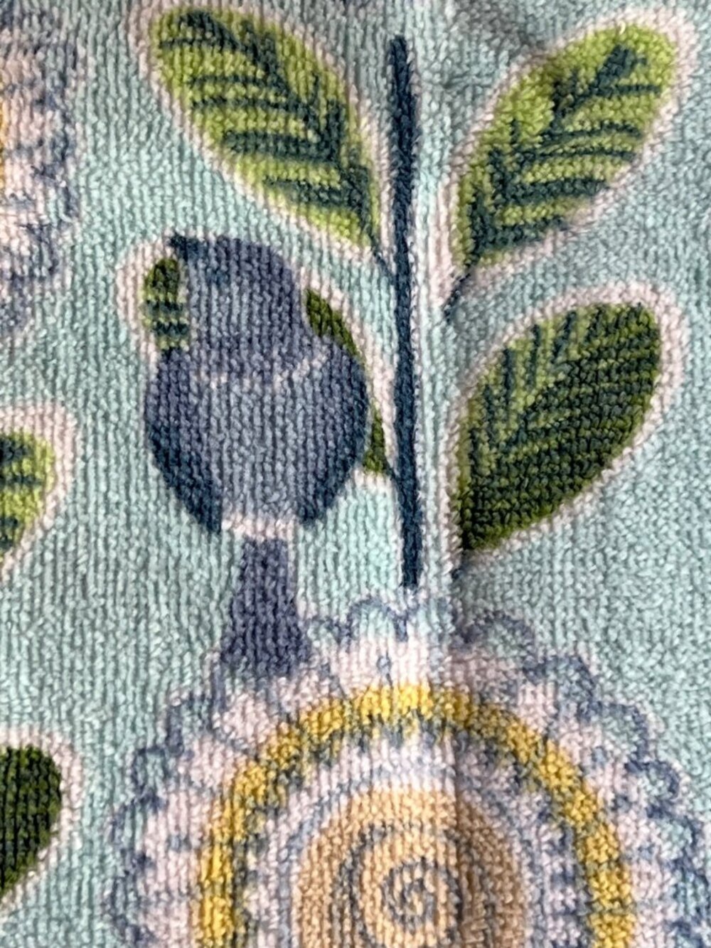 Floral & Bird Kitchen Tea Towels Terry 27.5x17 Set of 3 Yellow, Aqua Blue Green - Picture 8 of 10